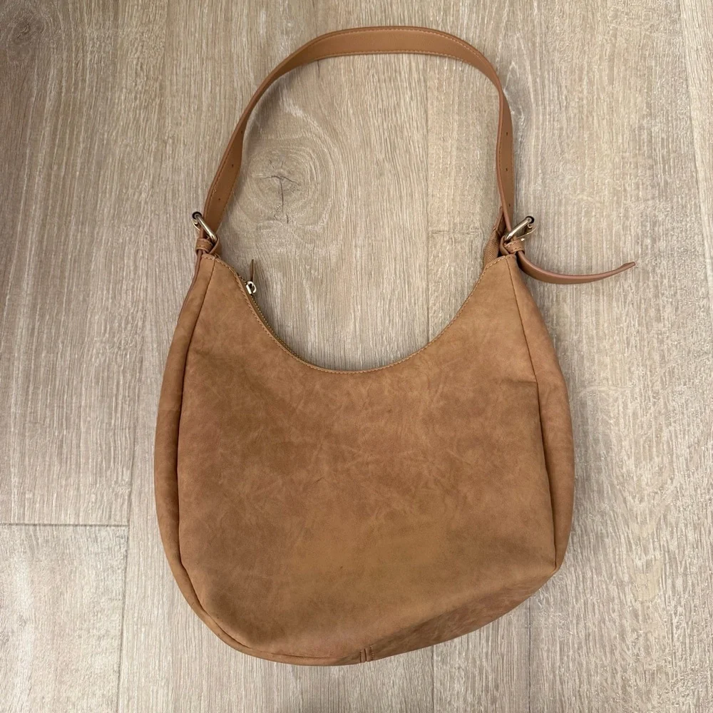 4th + Reckless Vegan Suede Crescent Bag Chic Tan Hobo Purse